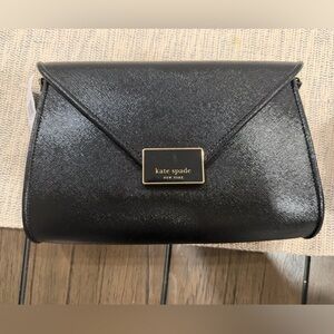 NEW Kate Spade New York Anna Medium Envelope Leather Crossbody/Clutch Black